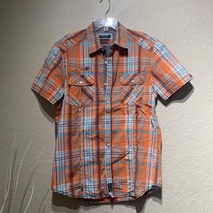 Buckle / Orange plaid button up / size M